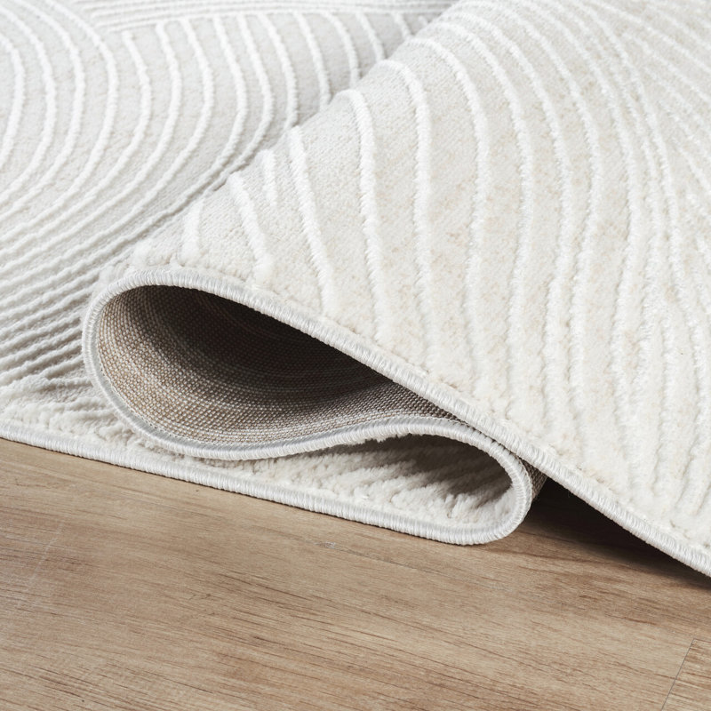 Tapis minimaliste à texture ondulée ivoire Abani Rugs Verona VER110A, Rectangle 6 pi x 9 pi