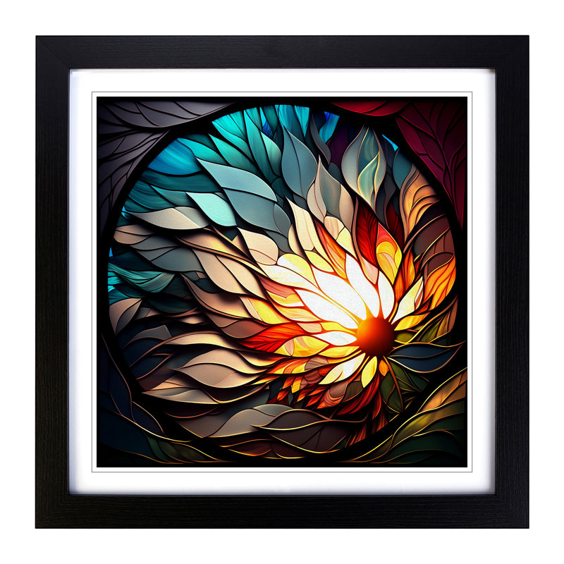 Sun Stained Glass Effect - Framed Print, Black