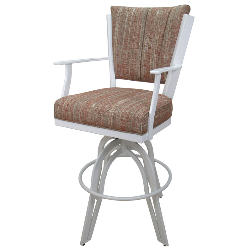 Metal Swivel Bar Stool  - Watusi Madder, White, Madder, Counter Stool (26” Seat Height)