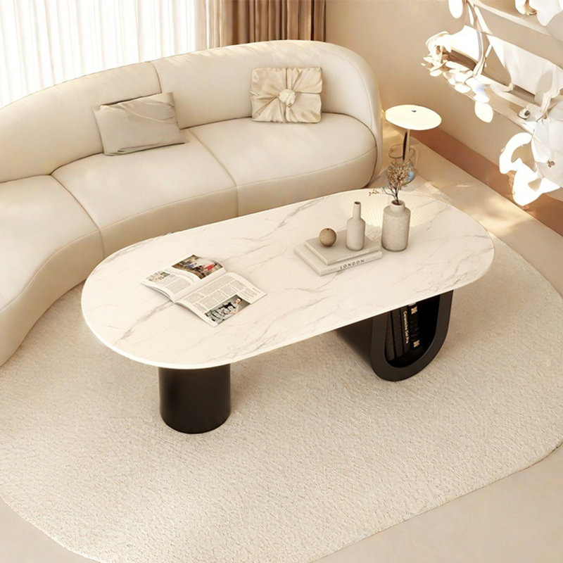 Table basse créative Creative, H 15,7 po x l 55,1 po x P 23,6 po, Blanc, Noir, noir, noir, noir