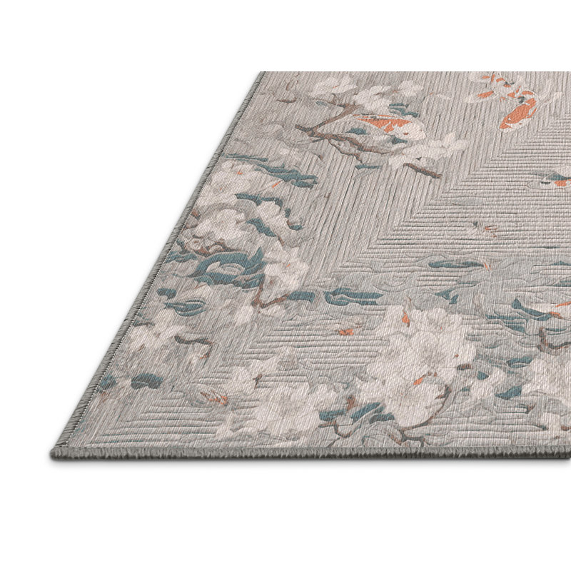 Machine Washable Gray Area Rug, Round 7'