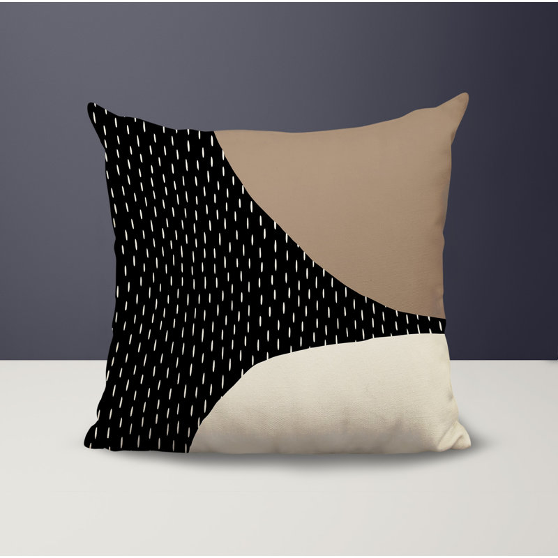 Coussin carré intérieur / extérieur pia, H 17 po x l 17 po, Beige / noir / blanc cassé
