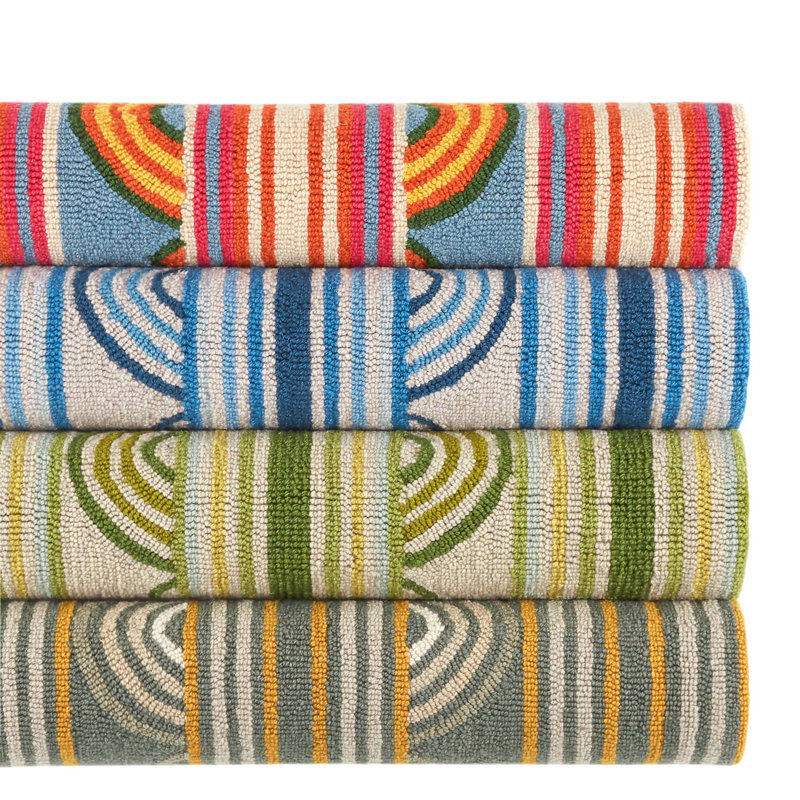 Button Olive Hand Micro Hooked Wool Rug, Rectangle 7'6" x 9'6"