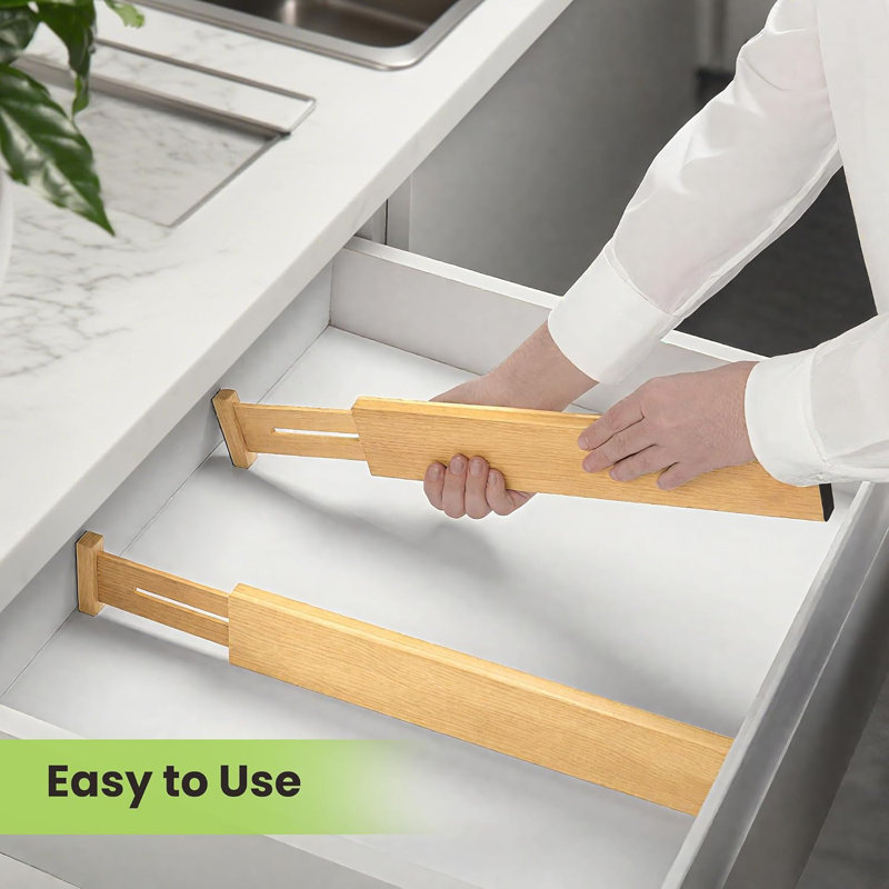 Drawer Divider, Adjustable Bamboo Kitchen Drawer Organizer