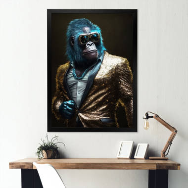 Latitude Run® Little Girl Offering Banana To Gorilla Pictures Of Gorillas  Poster Primate Poster Gorilla Picture Paintings For Living Room Decor  Nature Wildlife Art Print Black Wood Framed Art Poster 20X14