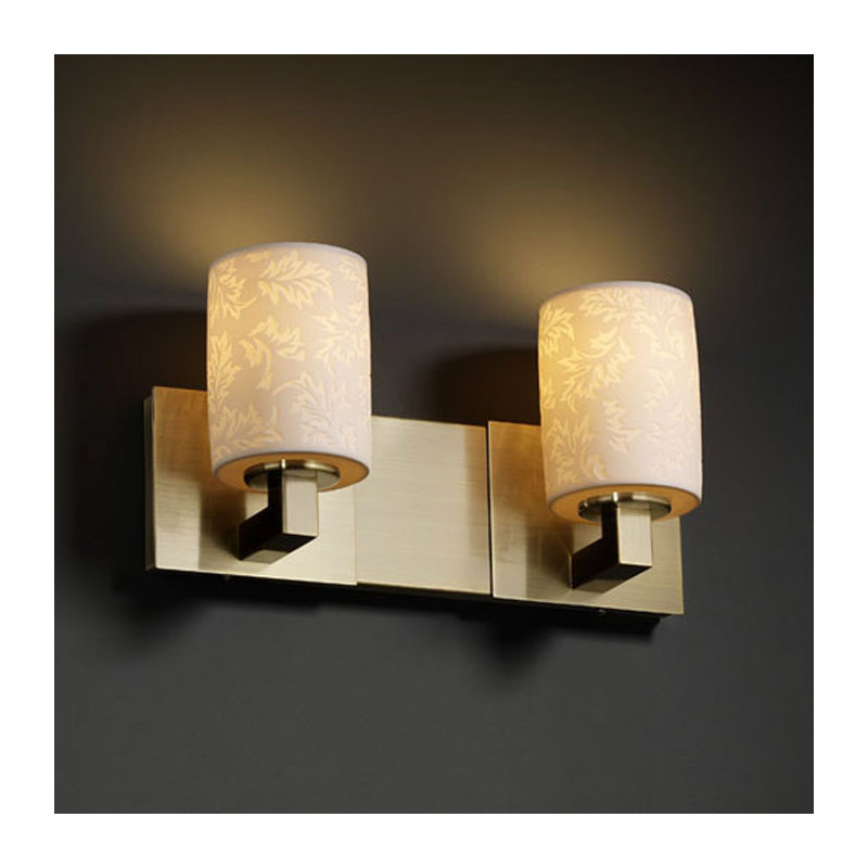 Éclairage pour meuble-lavabo en métal 2 lumières Katya, Bambou, Laiton antique