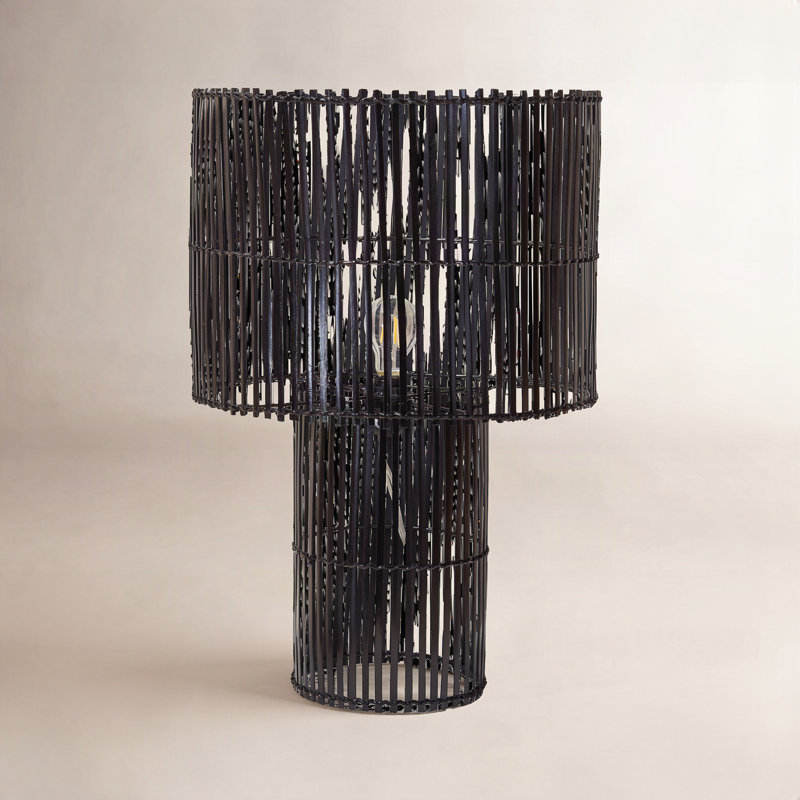 Uguna Wicker/Rattan Table Lamp, Black