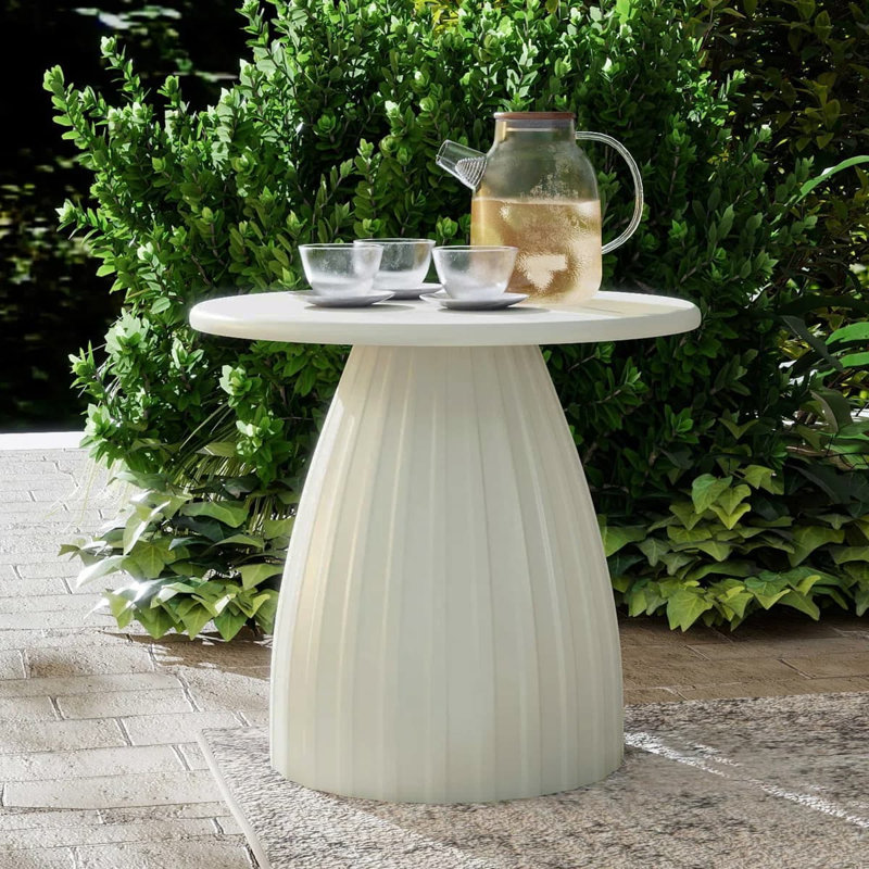 Table d'appoint ronde pour le patio, table d'appoint pour l'extérieur en acier et métal, table de bout décorative pour le patio