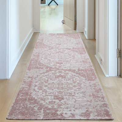 Carina Modern Washable Rugs in Pink | 6962