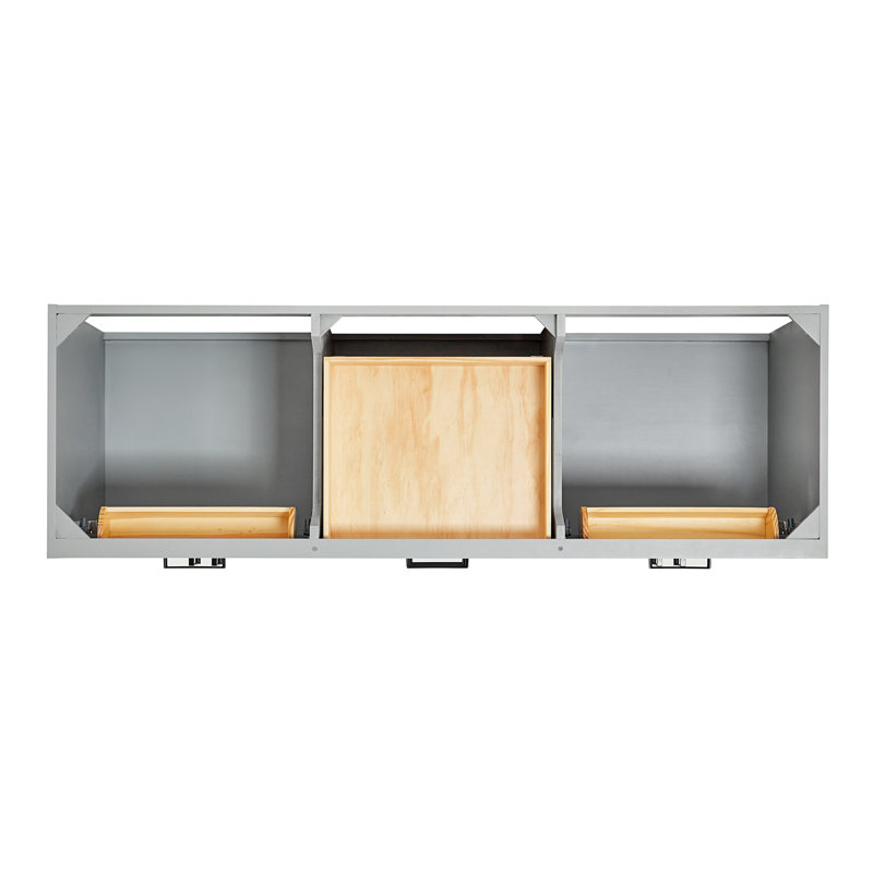 Hepburn 66'' Double Bathroom Vanity Base Only, Gray, Matte Black