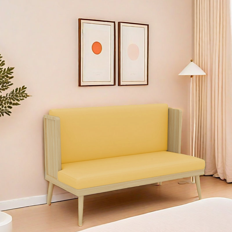 Banc rembourré en similicuir, Orange