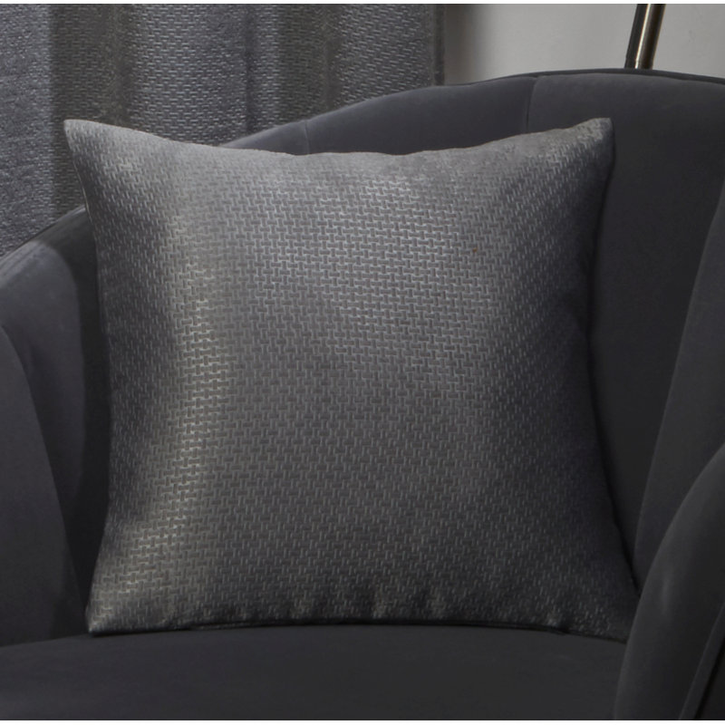 Iviana Square Throw Pillow Cover, Charcoal Grey