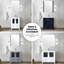 Meuble-lavabo gris foncé de 42 po W, armoire latérale, plateau en céramique blanche, miroir 28, fonctionnalité de fermeture en douceur, cinq tiroirs et un tiroir rayé gris, conception à fermeture, tiroirs de rangement, surface-1193719959
