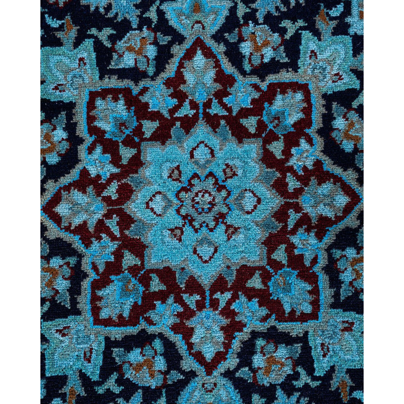 Tapis bleu unique de 10 pi 3 po x 14 pi 4 po Yosaira
