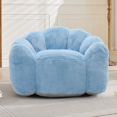 Fauteuil bleu pour adultes, anneau de traction pour la mobilité, fausse fourrure, conception antidérapante, mousse haute densité, fauteuil de détente pour salon et dortoir, tissu d'oreiller ergonomique, base, confort de chambre à coucher approprié