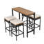 Ensemble de table et tabouret de bar 5 pièces à hauteur de bar en bois d'acacia avec coussins, rotin et osier