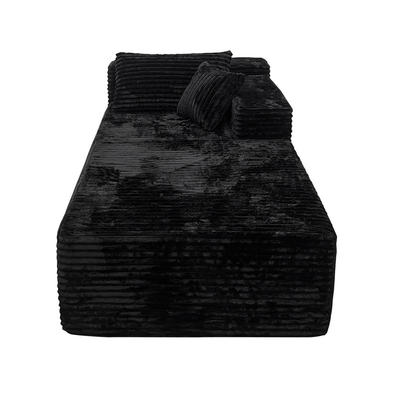 Canapé modulaire en mousse noire 1 pièce avec méridienne réversible