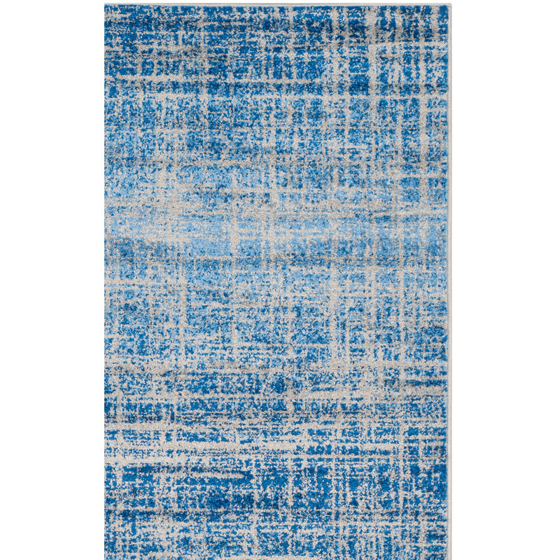 Riebe Abstract Blue/Silver Area Rug, Runner 2'6" x 12'