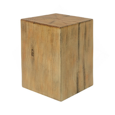 Wood-Look Square-Column MGO End Table, H18",Wood-Like Distressed Finish, Mix With Different Heights, Indoor Outdoor Use,Natural Color