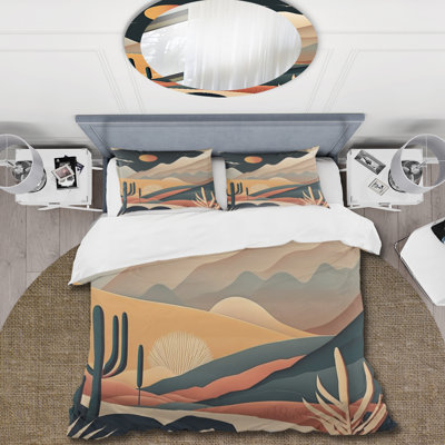 Ensemble de housse de couette en microfibre / polyester Full Moon Over The Desert Mountains Bedding