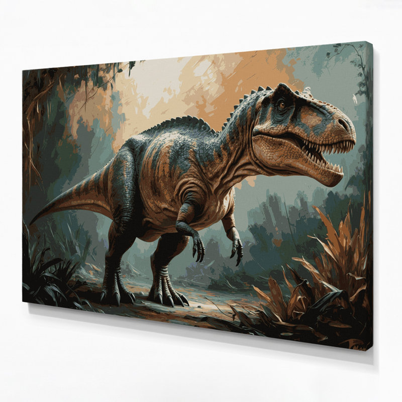 «Dinosaur Albertosaurus», art mural sur toile brune, H 16 po x l 20 po