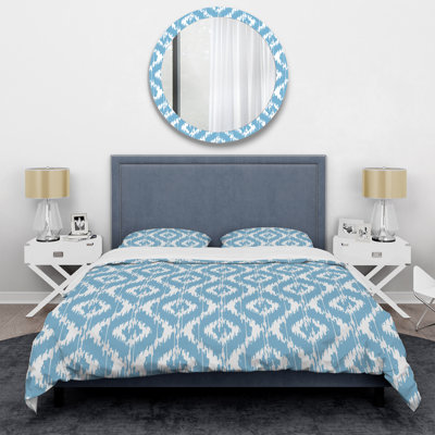 Blue Damask Ikat Damask Duvet Cover