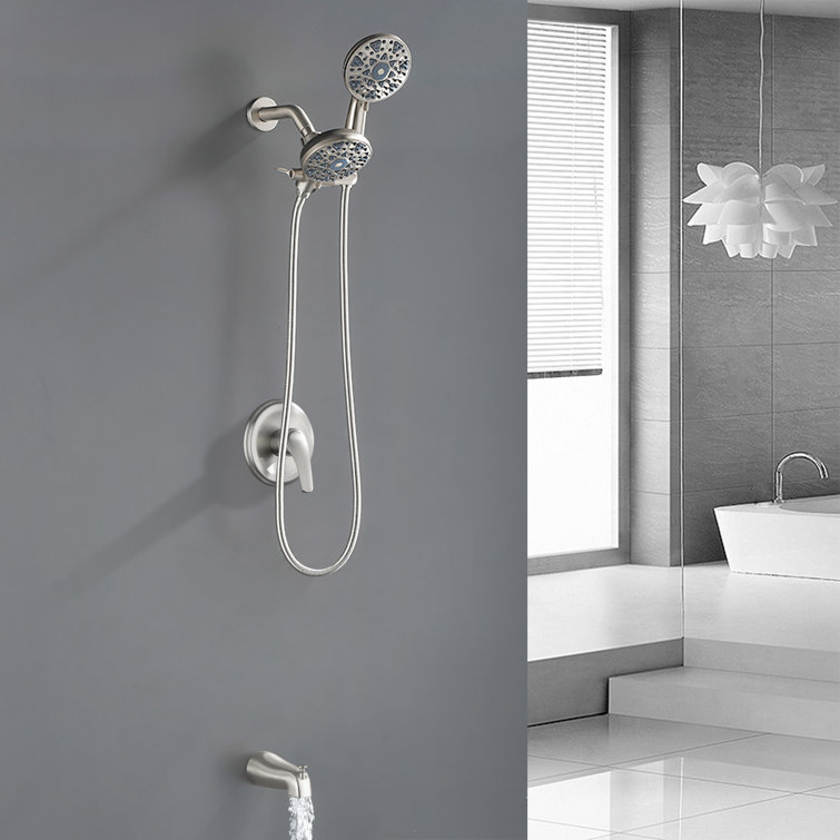 Tub And Shower Faucet Set Complete Shower Tub Kit Dual Shower Head And Handheld 2 In 1 Combo Set Shower System With Tub Spout Tub And Shower Trim Kit Combo Set Shower Fixtures
