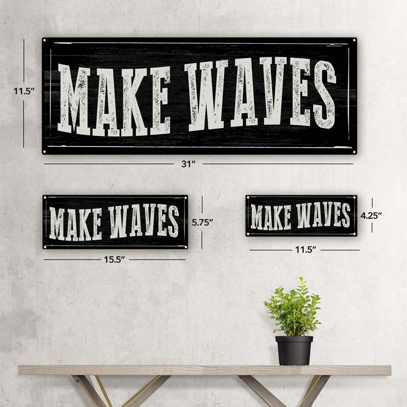 Décoration murale «Make Waves», H 11,5 po x l 31 po x P 0,04 po