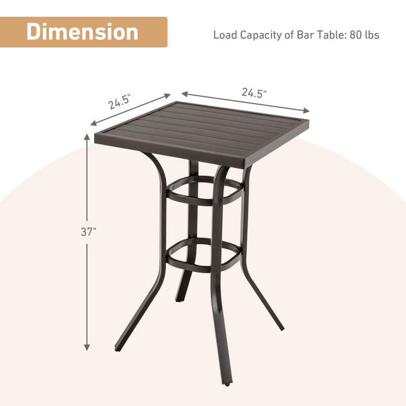 Table d'extérieur Siriana L 24,5 po x l 24,5 po