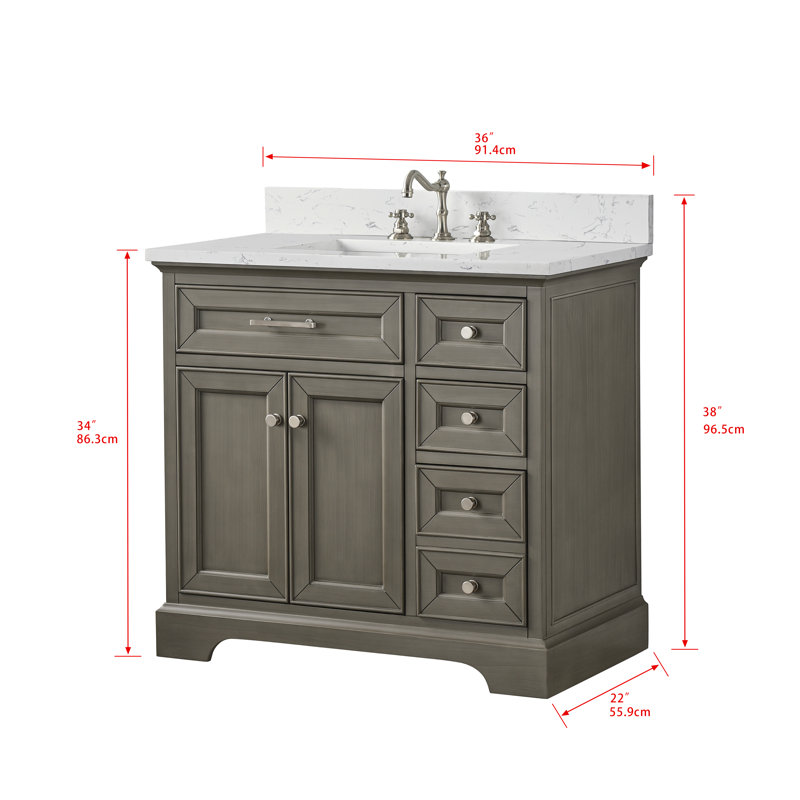 Thompson 36" W Single Bathroom Vanity, Silver Gray/Brushed Nickel