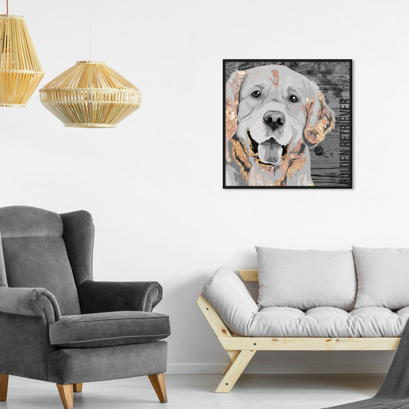 « love golden retriever », impression sur toile tendue, H 12 po x l 12 po x P 1,5 po, Cadre noir