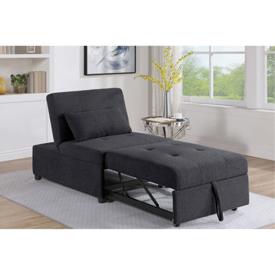 Fauteuil convertible noir, sans accoudoirs, réglable sur 3 positions, lit gigogne, petit oreiller, siège ferme, style moderne, structure en métal, noir, sans accoudoirs, position ajustable