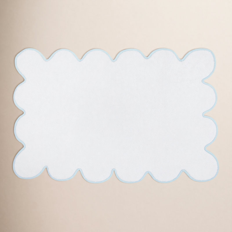 Charish Scalloped Tubmat, White/Blue