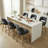 26" Seat Height Swivel Bar Stools Set of 6, Polyester Upholstered Seat on Solid Wood Frame-109712406-109712405-104346150