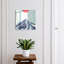 Key cabinet for wall, Opens to the left, 30x30x5, White, Blue mountains with a red sun in the background, 