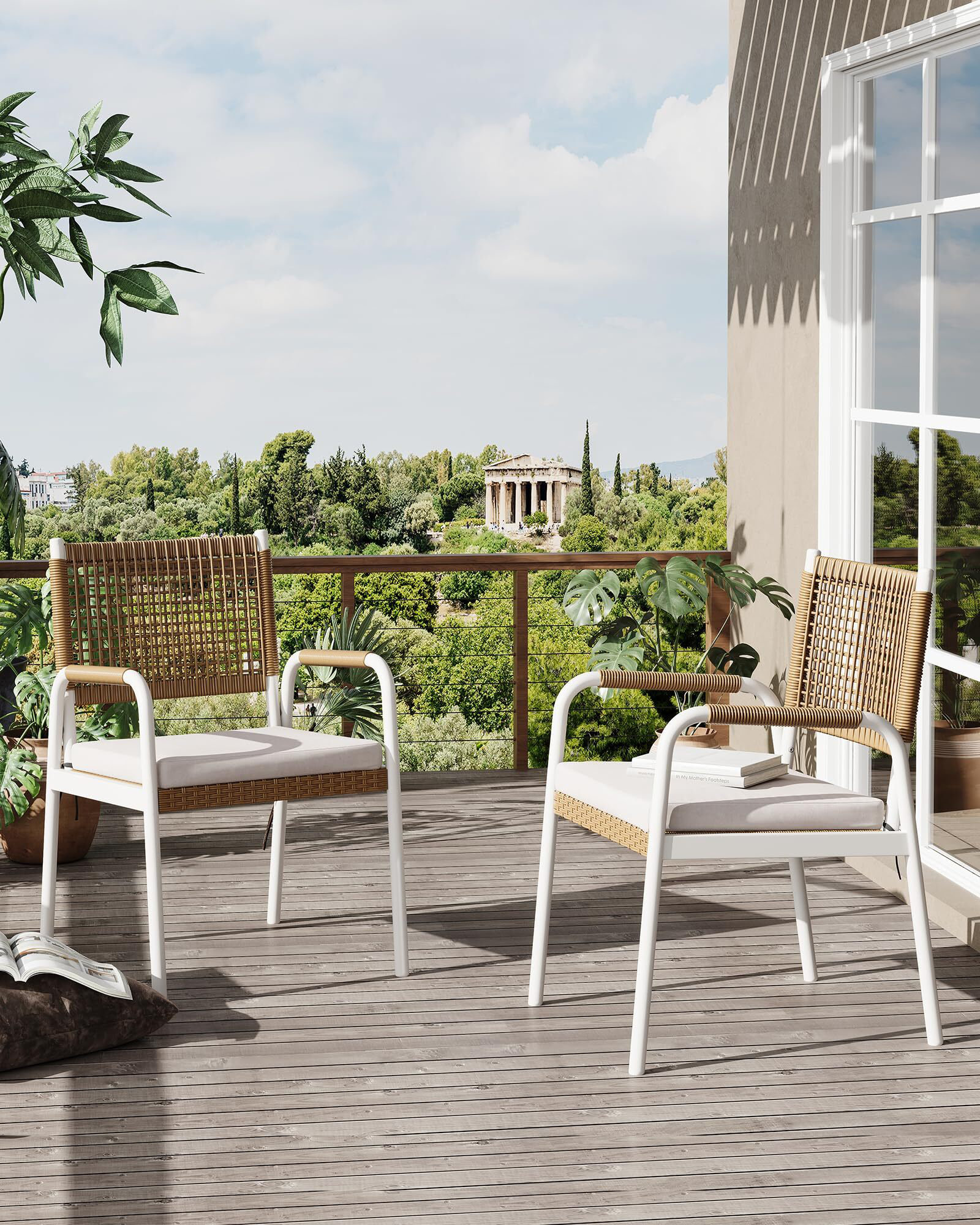 Latitude Run Wicker Patio Chairs Set of 2, Outdoor Chairs Balcony Seats ...