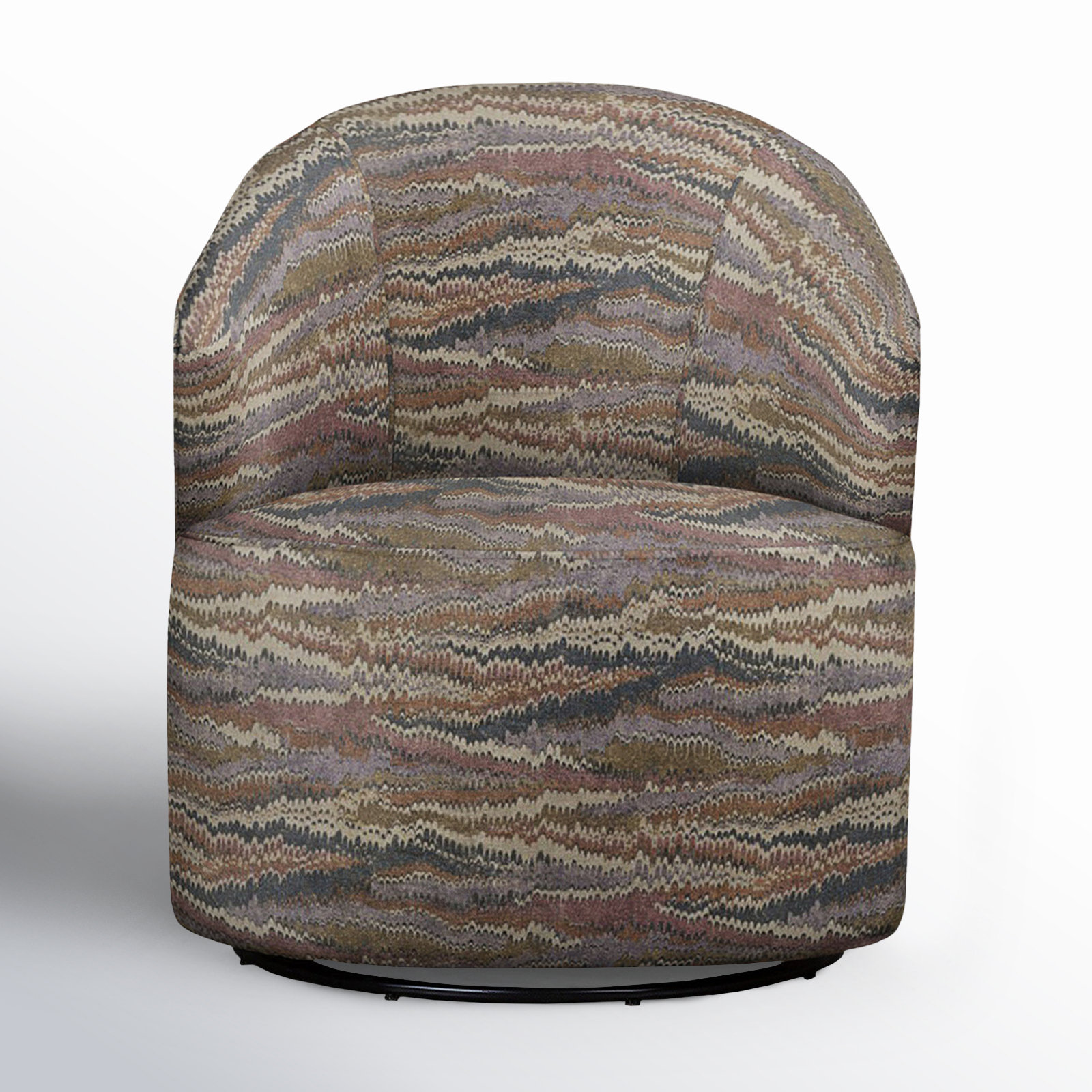Deryn Upholstered Swivel Barrel Chair, Cancun Iris Linen Blend