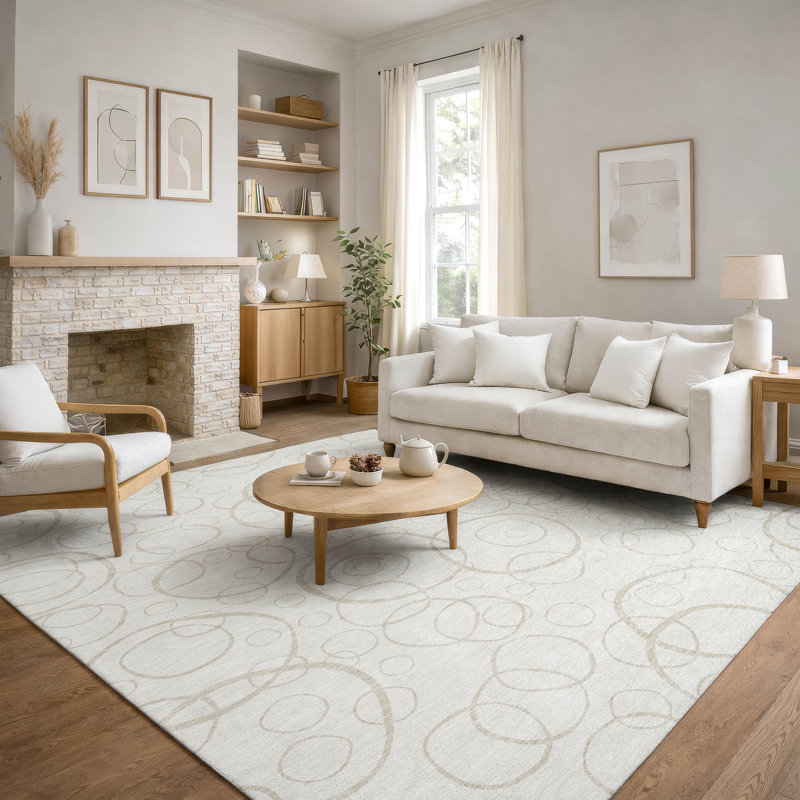 Premium Machine Washable Mayfield AMF2407 Bubbles Rug, Ivory, 10' x 14'