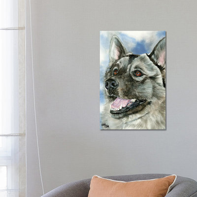 Elkie - Norwegian Elkhound by Judith Stein - Wrapped Canvas Painting