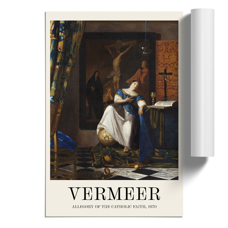 Allegory of the Catholic Faith by Johannes Vermeer - Unframed Painting, 59cm H x 42cm W x 0.1cm D