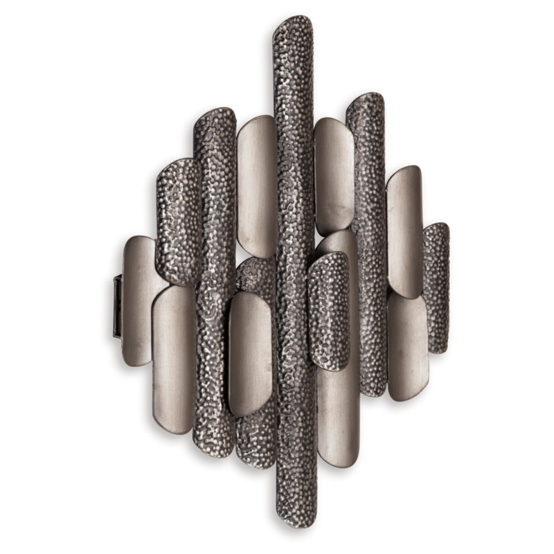 Large Geometric Black and Champagne Metal Wall Sculpture