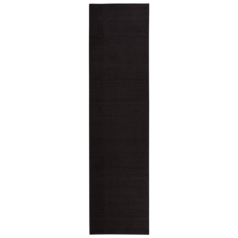 Rhianne  Non-Slip Solid Black Runner Rug For Hallway Runner, Living Room, Entryway, Runner 2'7" x 10'