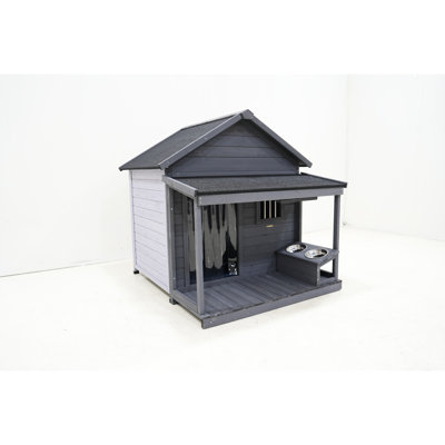 Chenil pour chien gris avec intérieur isolé