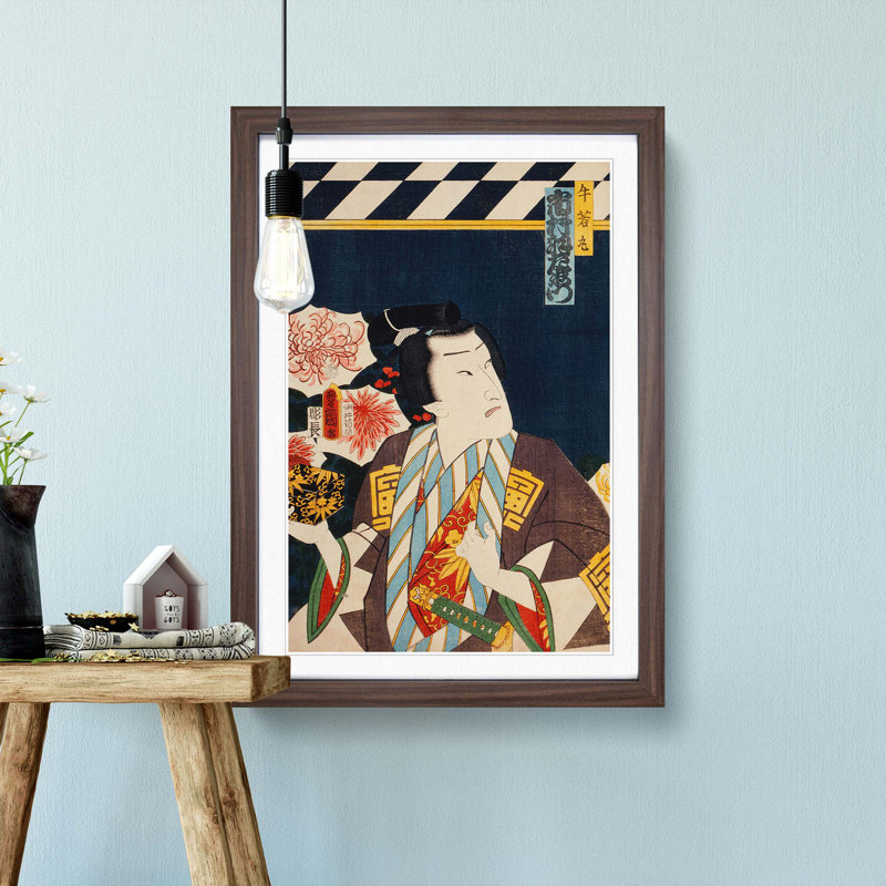 A Portrait by Toyohara Kunichika - Framed Print, 63cm H x 45cm W x 2cm D, Walnut Framed