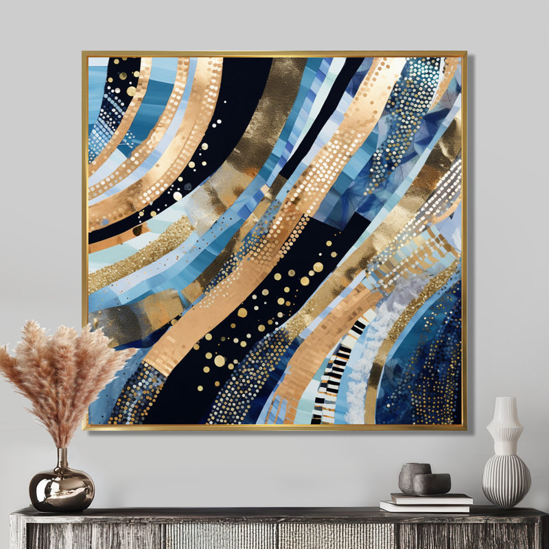 Summer River Glam Sparkling Gold - vagues, impression d'art mural, Pas de métal encadré, H 30 po x l 30 po x P 1 po