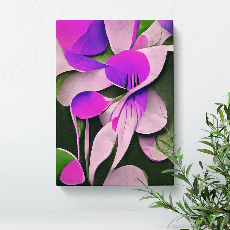 Pretty Abstract Flowers - Wrapped Canvas Print, 50cm H x 35cm W