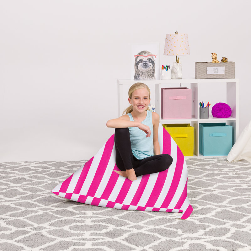 Bean Bag Cover, Canvas Stripes Pink and White, 200L - Large