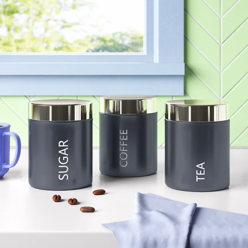 Surrett Metal Jar - Set of 3, Grey