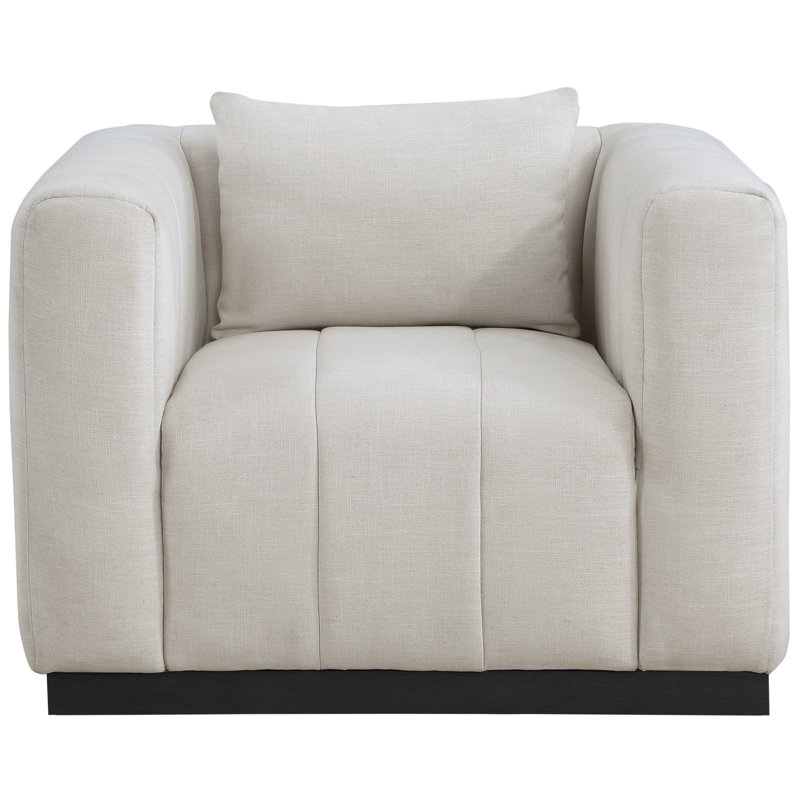 Izelle Upholstered Armchair, Beige Linen Textured Fabric