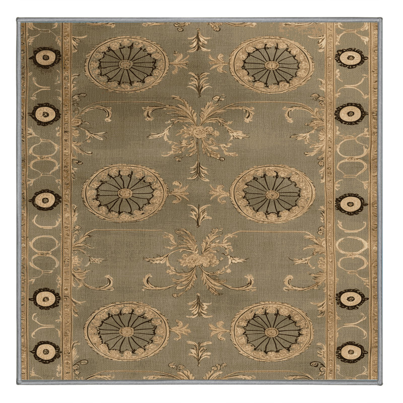 Tapis brun français lavable à la machine, Carré 5 pi